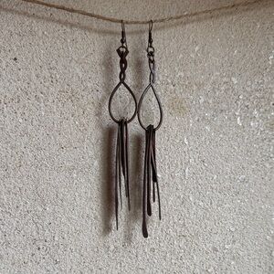Handcrafted copper Teardrop Fringe Dangle Earrings